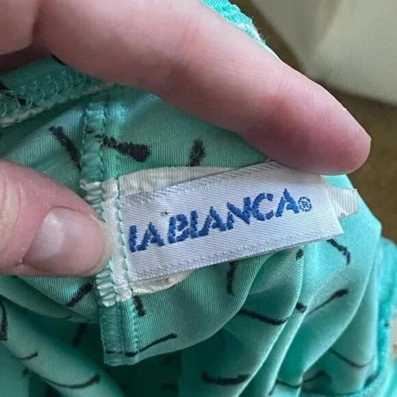Vintage 1980s La Blanca Turquoise Blue One-Piece Swimsuit – Retro Bathing Suit - Picture 8 of 10